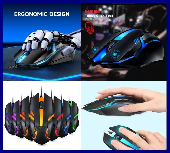 Imagem de Mouse gamer ko com fio para computador luz rgb mbtech gb4470