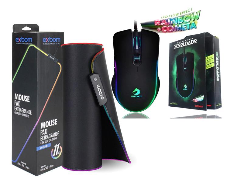 Imagem de Mouse Gamer LED 6400 Dpi 7 Botões Usb Óptico com  Mouse PAD Ultra Performance  LED