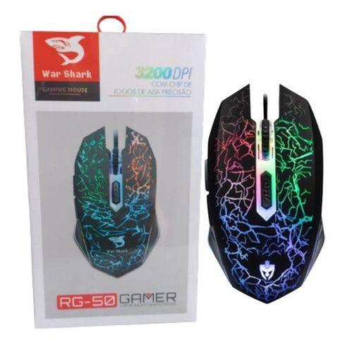 Imagem de Mouse Gamer Led Decorativo C/ Fio Botões Laterais 3200DPI RG-50