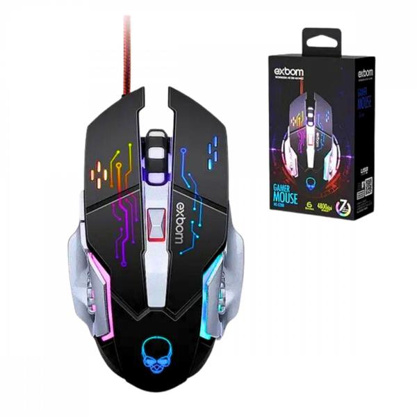 Imagem de Mouse Gamer LED RGB com 6 Botões Base de Metal 4800 DPI Exbom MS-G280