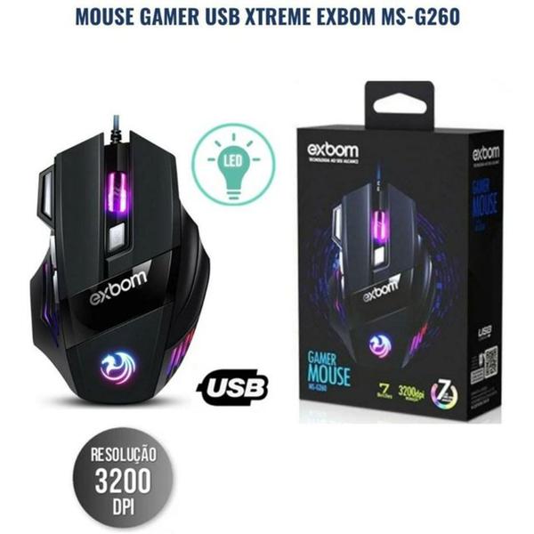 Imagem de Mouse gamer led rgb usb 3200dpi ms-g260