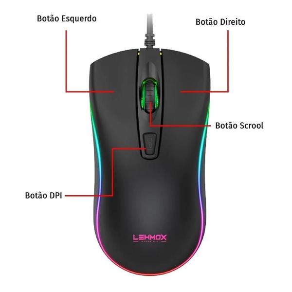 Imagem de Mouse Gamer Lehmox Hyper Gt-M6 Led Rgb