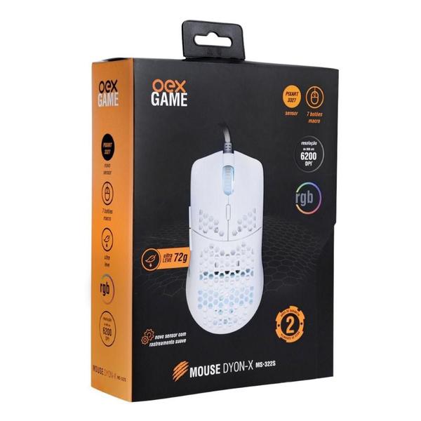 Imagem de Mouse Gamer Leve Dyon-X MS322S Rgb 7 Botoes OEX Game Branco