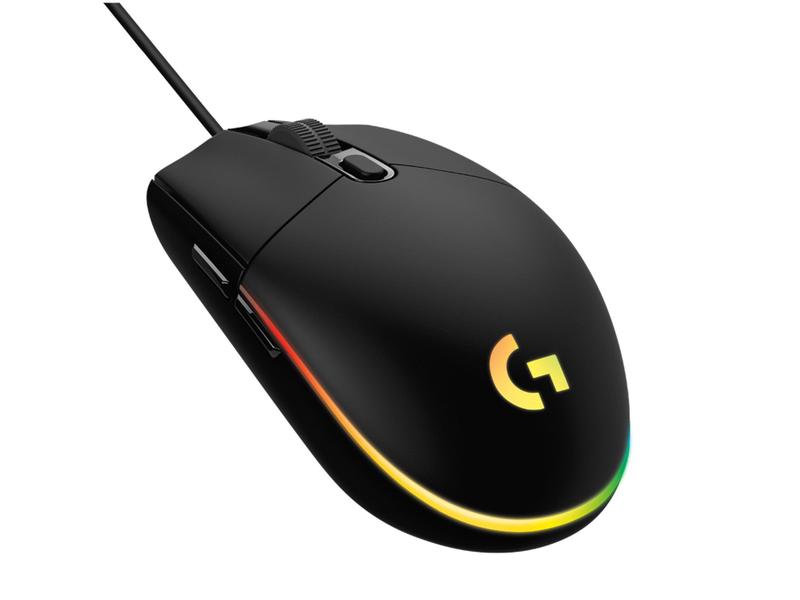 Mouse Gamer Logitech G203 LIGHTSYNC RGB, Efeito de Ondas de Cores, 6 Botões Programáveis e Até 8.000 DPI, Preto - 910-005793