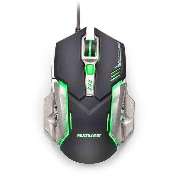 Imagem de Mouse Gamer Multi 2400DPI Preto e Grafite com LED - MO269