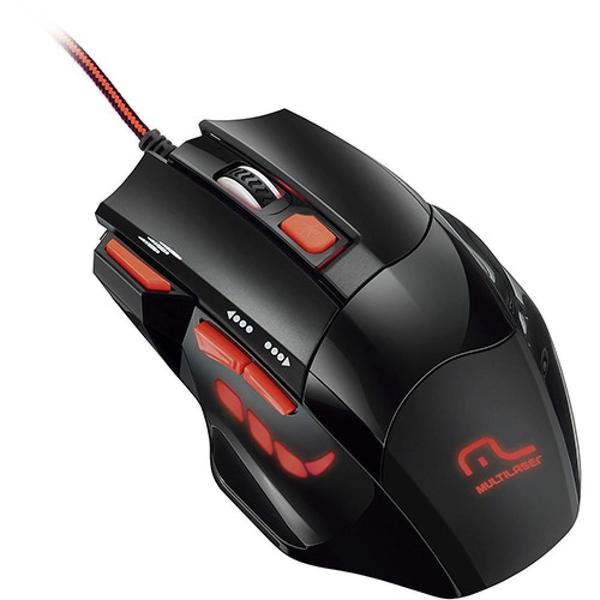 Imagem de Mouse Gamer Multilaser 2400DPI 7 Botões Preto e Vermelho - MO236