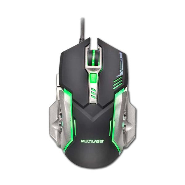 Imagem de Mouse Gamer Multilaser 2400dpi Preto Grafite Led Verde Mo269 Cód. 1217