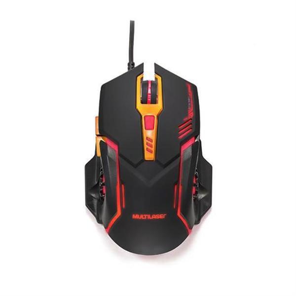 Imagem de Mouse Gamer Multilaser MO270 Óptico 2400Dpi Led Preto/Laranja