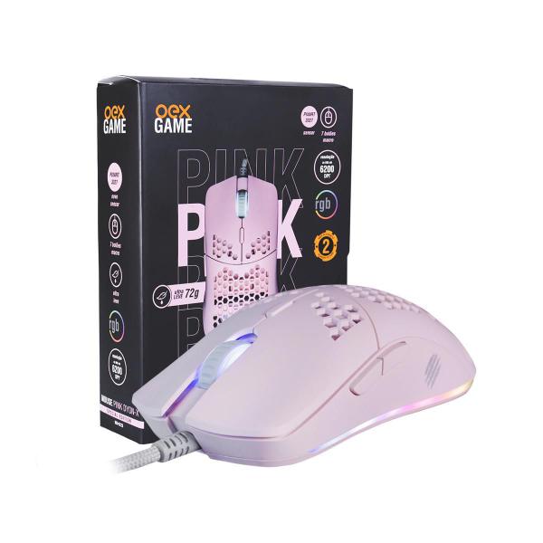 Imagem de Mouse Gamer Oex Dyon-X Ultra Leve 7 Botões Rosa Ms322