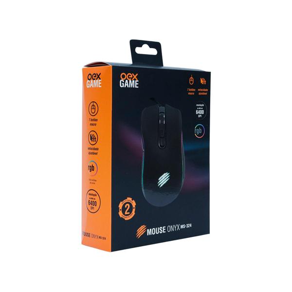 Mouse Gamer Onyx Preto Led 7 Botões 6.400 Dpi Oex Ms-324 - Oex' Imagem de Mouse Gamer Onyx Preto Led 7 Botões 6.400 Dpi Oex Ms-324