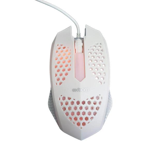 Imagem de Mouse Gamer Óptico 1200Dpi Ultraleve Colmeia Led Rgb Branco