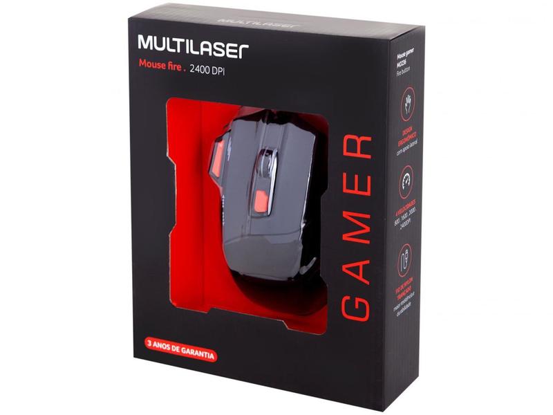 Imagem de Mouse Gamer Óptico 2400dpi Multilaser - XGamer Fire Button