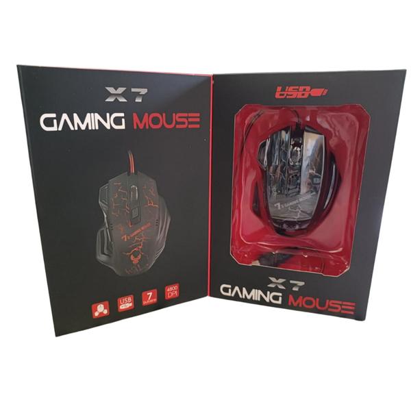 Imagem de Mouse gamer para jogo computador X7 USB LED laser 7 Botões Profissional 3200DPI Ergonomico