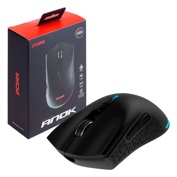 Imagem de Mouse Gamer Pcyes Anok 16000 DPI Wireless Preto RGB 