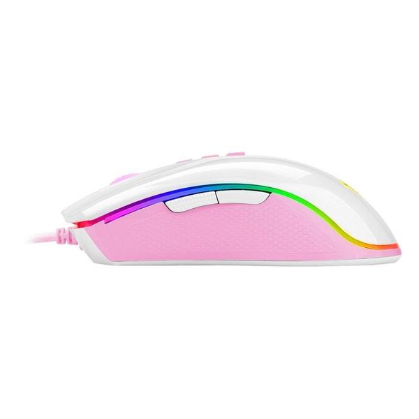 Imagem de Mouse Gamer Redragon Cobra RGB, 12400 DPI, 8 Botões, Branco e Rosa - M711WP