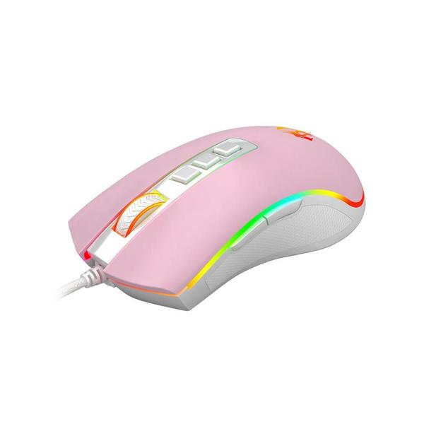 Imagem de Mouse Gamer Redragon Cobra Rosa Com Branco Rgb - 12400Dpi