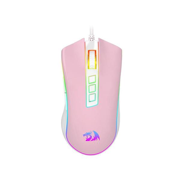 Imagem de Mouse Gamer Redragon Cobra Rosa Com Branco Rgb - 12400Dpi