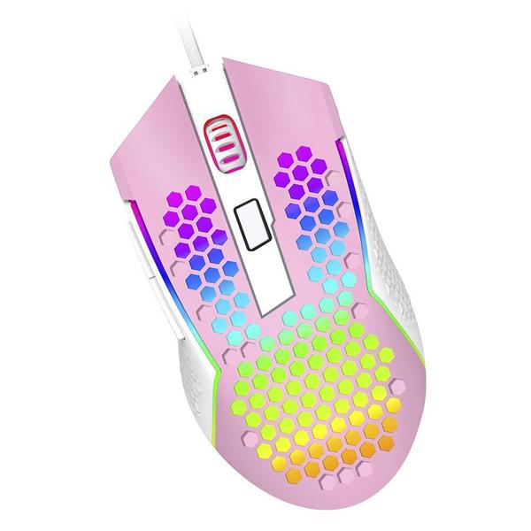 Imagem de Mouse Gamer Redragon M987Pw Reaping Elite Rgb Rosa Branco