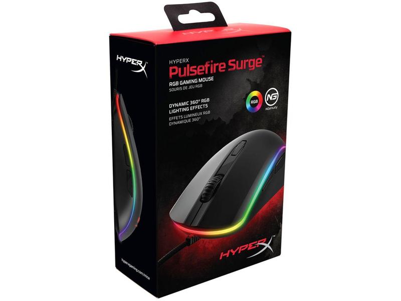 Imagem de Mouse Gamer RGB HyperX Óptico 16000DPI - 6 Botões Pulsefire Surge Preto