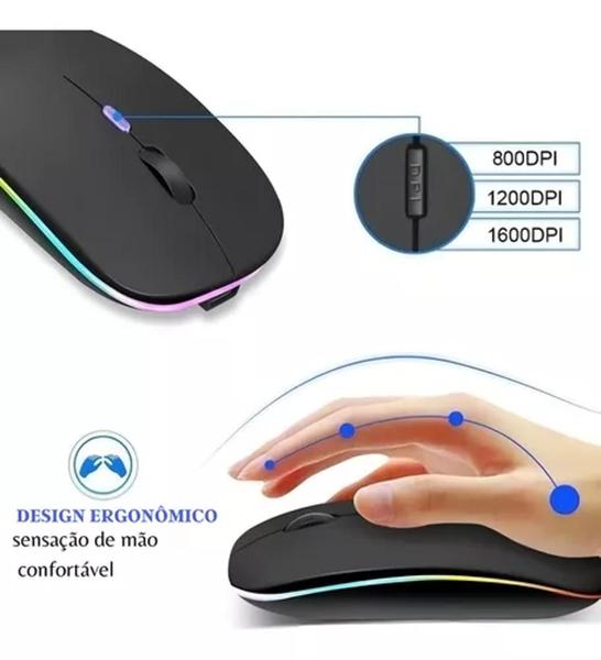 Imagem de Mouse Gamer Rgb Sem Fio Bluetooth Recarregável Led Kapbom