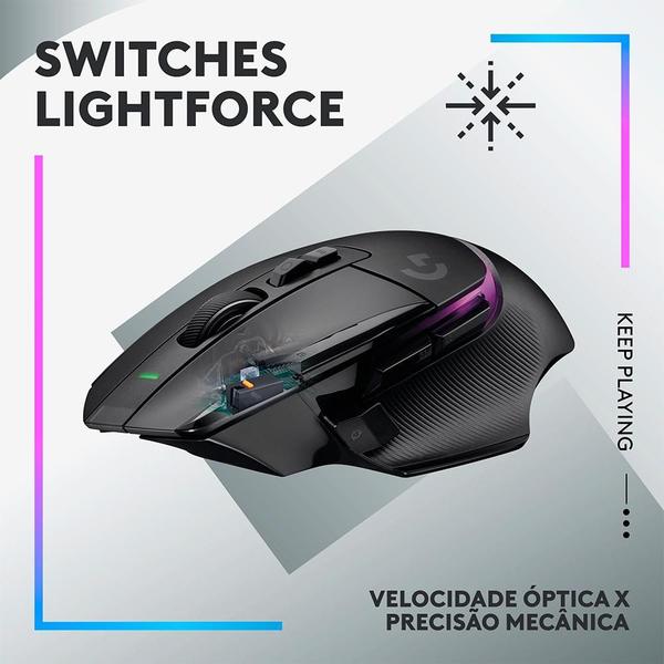 Imagem de Mouse Gamer RGB Sem Fio Logitech G G502 X PLUS 25.600 DPI 910-006161