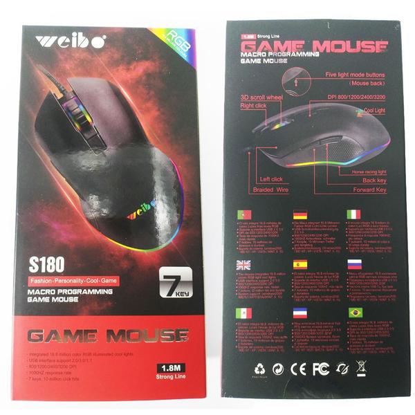 Imagem de Mouse Gamer s180 RGB Alta Velocidade e Precisão de 800 a 3200 DPI