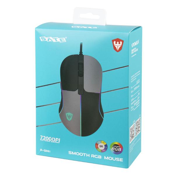 Imagem de Mouse Gamer Satellite A-GM11 - com Fio - 7200 Dpi - 7 Botoes - Preto e Cinza