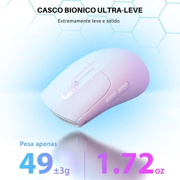 Imagem de Mouse Gamer Sem Fio Attack Shark X5 RGB, 3 Modos, Branco