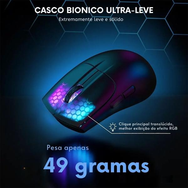 Imagem de Mouse Gamer Sem Fio Attack Shark X5 RGB, 3 Modos, Preto