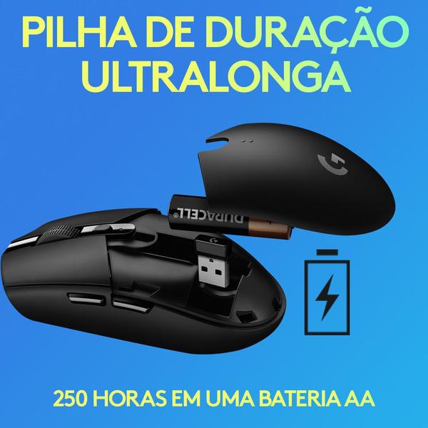 Imagem de Mouse Gamer Sem Fio Logitech G305 LIGHTSPEED com 6 Botões Programáveis e Até 12.000 DPI, Azul - 910-006013