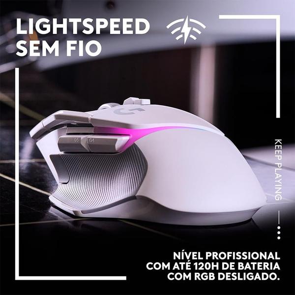 Imagem de Mouse Gamer Sem Fio Logitech G502 X Plus, RGB, 25600 DPI, 13 Botões, Switch, Branco - 910-006170