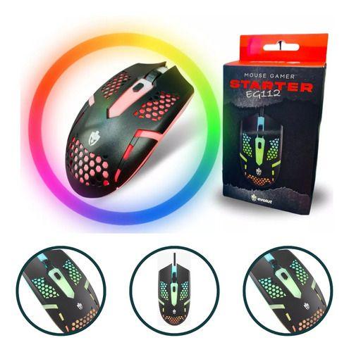 Imagem de Mouse Gamer Starter Colmeia Eg112 Evolut Led Rainbow