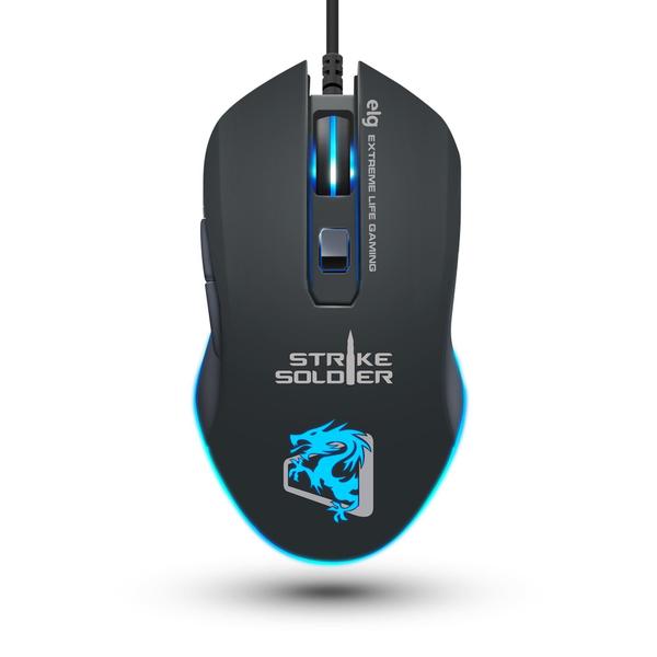 Imagem de Mouse Gamer Striker Soldier Led 6 Botões 4800 DPI MGSS ELG