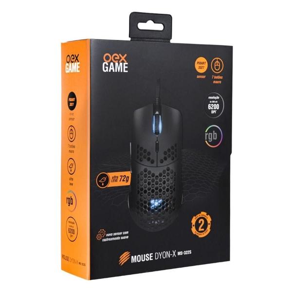 Imagem de Mouse Gamer Ultra Leve Dyon-X MS322S 7 Botoes OEX Game Preto