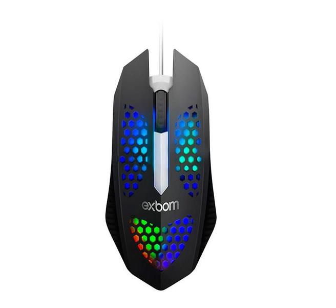 Imagem de Mouse Gamer Ultra Rgb Colméia Leve Pc Note Branco Rosa Preto