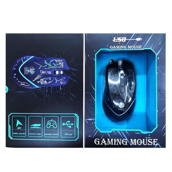 Imagem de Mouse Gamer USB 1200DPI 7 Botoes RGB Haiz * - EXBOM