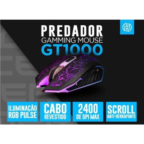 Imagem de Mouse Gamer Usb 6 Botões GT1000 Hoopson