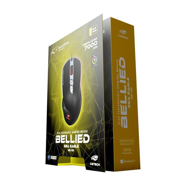 Imagem de Mouse Gamer USB C3Tech MG-700BK Bellied 7 Botões até 7000 DPI Ambidestro