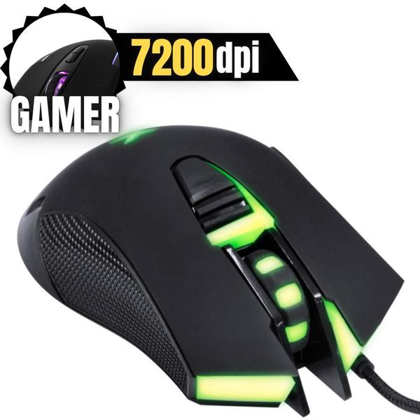 Imagem de Mouse Gamer Vinik SARK Para Escritório Cabo Trançado 1,8m Sensor Óptico Conexão USB Design Ergonômico Cor Preto Com Led Pulsante