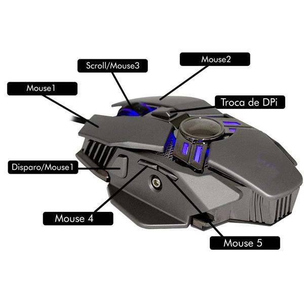 Imagem de Mouse Gamer Warrior 3.200 Dpi - Preto