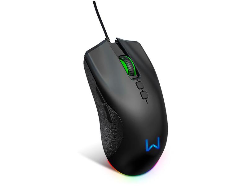 Mouse Gamer Warrior RGB Óptico 12000DPI 7 Botões - Rush Preto Imagem de Mouse Gamer Warrior RGB Óptico 12000DPI 7 Botões