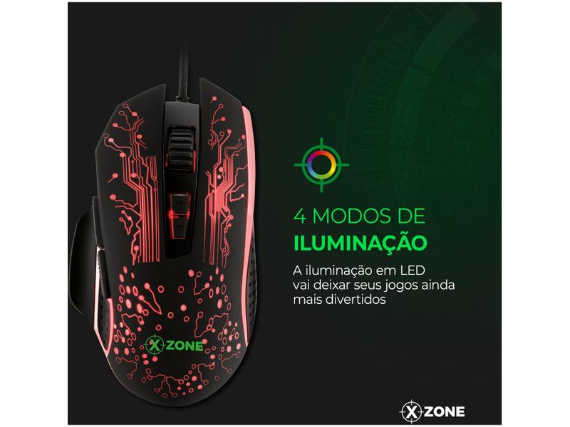 Mouse Gamer XZONE Óptico 3200DPI - Mouse Gamer - Magazine Associadosda