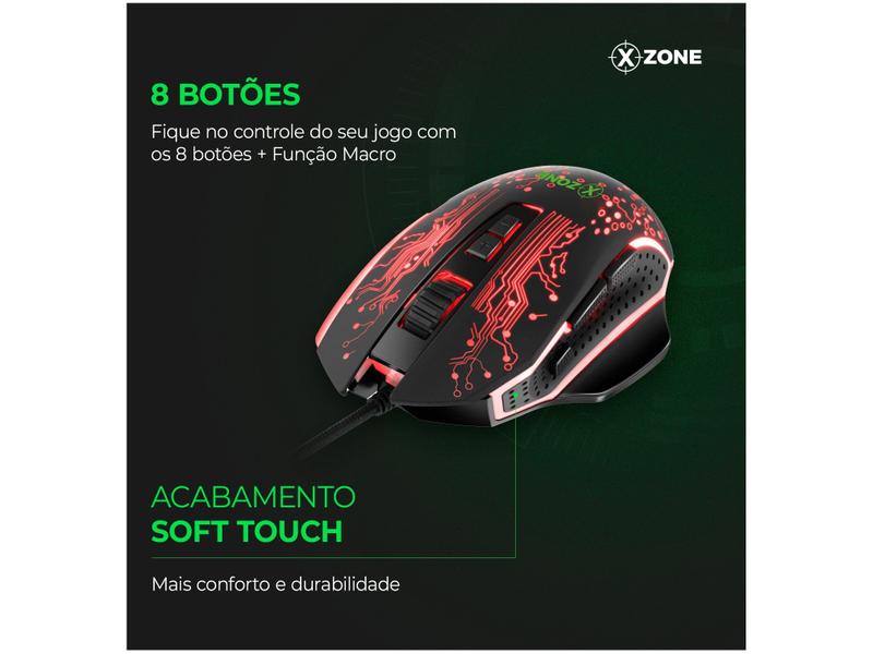 Mouse Gamer XZONE Óptico 3200DPI - Mouse Gamer - Magazine Associadosda