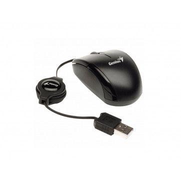 Imagem de Mouse Genius Micro Traveler V2 Preto USB Retratil 1000 DPI  3 Botoes