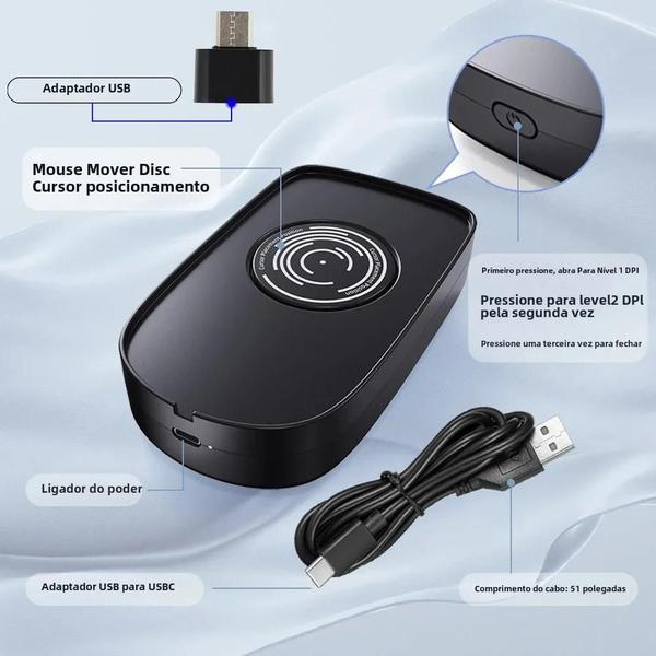 Imagem de Mouse Jiggler Universal Indetectável - Com Fio e Sem Fio - Simulador de Movimento para PC