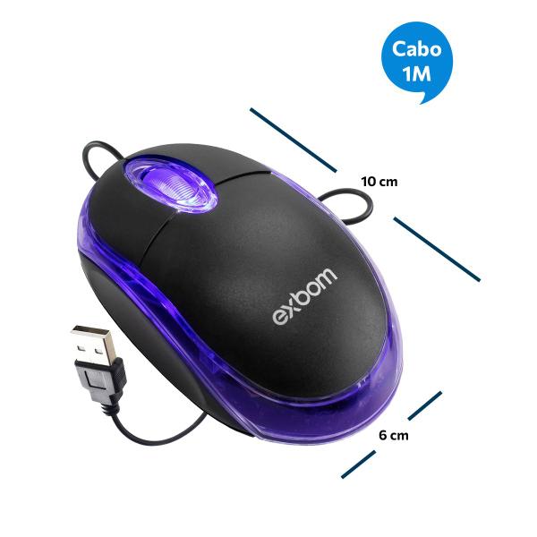 Imagem de Mouse mini Bom Pratico USB 1000 dpi LED azul MS-10 - prata 