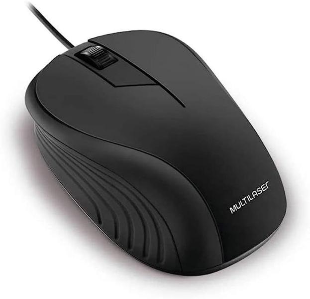 Imagem de Mouse Multilaser Emborrachado Preto Com Fio Usb - MO222