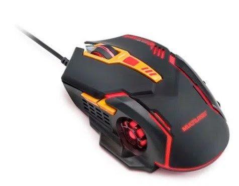 Imagem de Mouse Multilaser Gamer Otico 6 Botoes 2400 Dpi C/ Led USB Preto/Lranja (MO270)