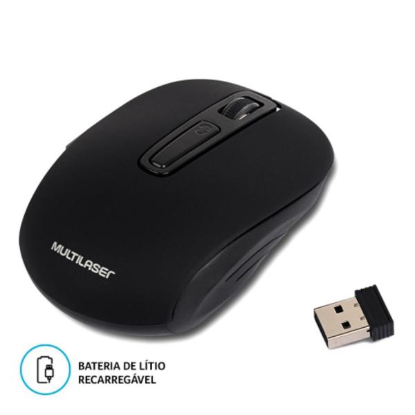 Imagem de Mouse Multilaser Preto Sem Fio Mo277 Bateria De Lítio