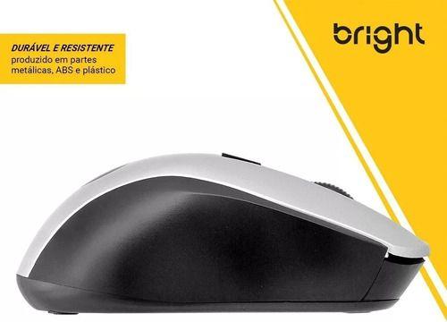 Imagem de Mouse Office Sem Fio USB Prata/Preto - Bright 0205